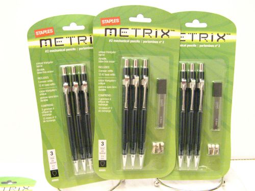 3 METRIX 0.9mm Mechanical Pencil 3 PACK - Lead &amp; Eraser Refills - 40925 Drafting