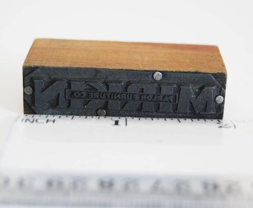 Vintage Letterpress Printing Block MIRKIN PARLOR FURNITURE CO.2&#039;&#039;X 7/8&#039;&#039;X 1/2&#039;&#039;