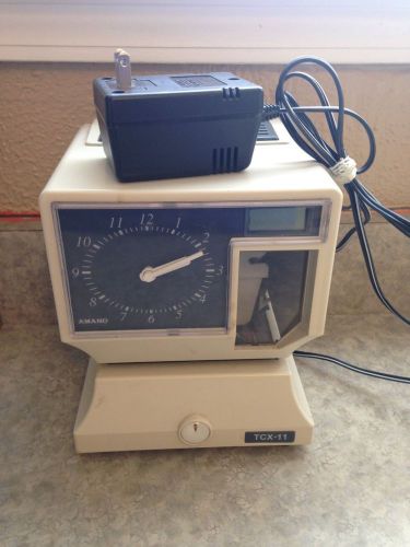 Amano Model TCX-11 Employee Time Clock (No Key) Tested &amp; Works Great!!