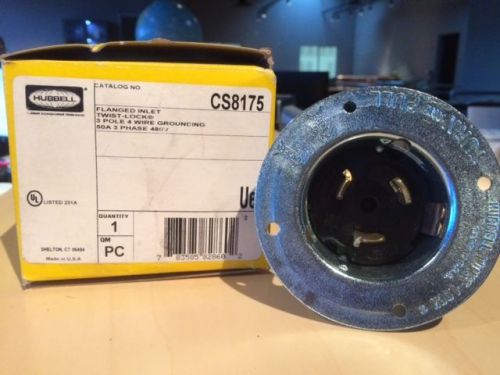 Hubbell cs8175 flanged inlet twistlock, 480v, 50a, 3 pole, 4 wire, 3 phase new!! for sale