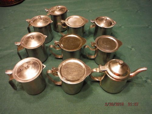 Stainless Steel Vintage Restaurant Dairy Creamers-LOT OF 10, 3 Styles