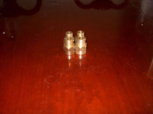 Pipe fitting connector - (3) brass 1/4&#034; male npt to 3/8&#034; female connector for sale
