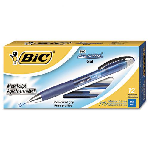 Bic Corporation Atlantis Retractable Gel Ballpoint Pen (Pack of 12) Blue