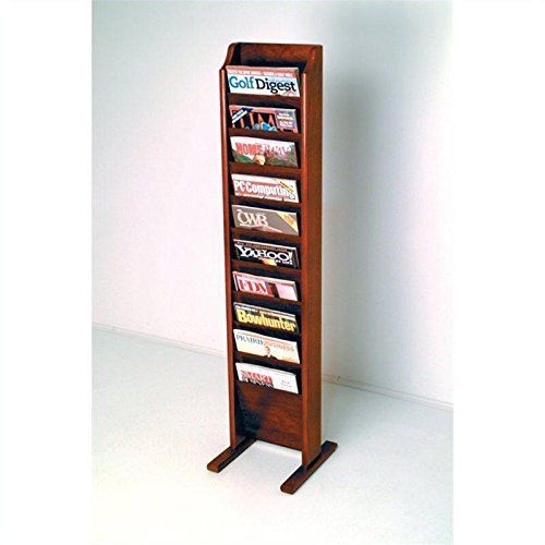 New wooden 10-pocket cascade free standing magazine rack mahogany free shipping for sale