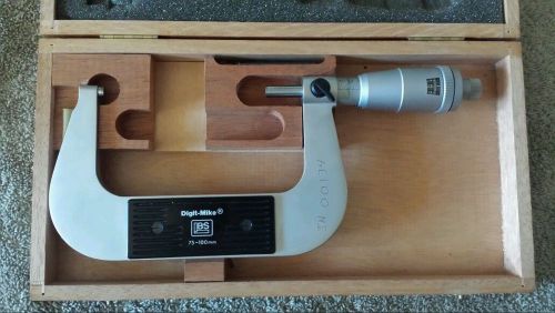 Brown &amp; sharpe digital micrometer with wood case, 75mm-100mm for sale
