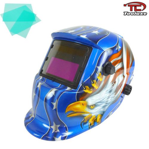 Auto-darkening &amp; solar power welding helmet for tig/mig - american eagle 53933a for sale
