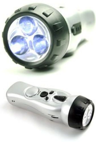 Illuminator self powered 4-in-1 fm radio / alarm / 3 white focused led flashl... for sale