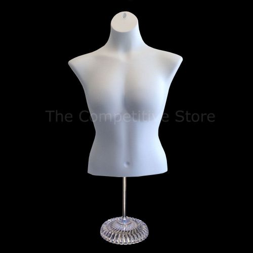 White busty female torso countertop mannequin form (waist long) w/ plastic base for sale