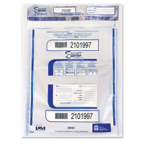 Triple Protection Tamper-Evident Deposit Bags, 20 x 28, Clear, 100/Carton