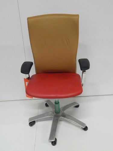 knoll life chair custom made red with aluminum polished base