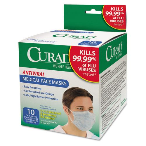 Curad Antiviral Medical Face Mask, Pleated, 10/Box