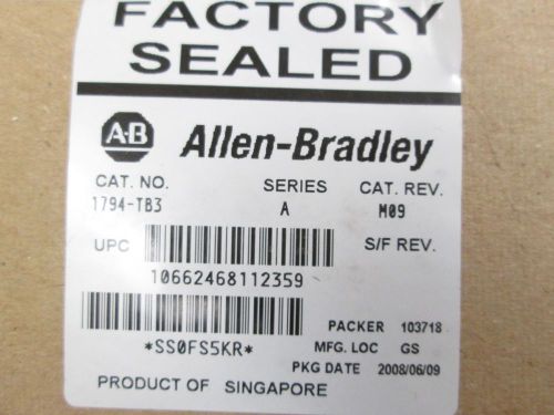 Allen Bradley 1794-TB3 Flex I/O Terminal Base, NOS In Factory Box