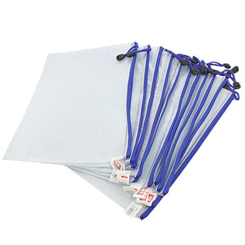 12 Pcs White Plastic Zipper Pen File Document Bags Folders Pockets