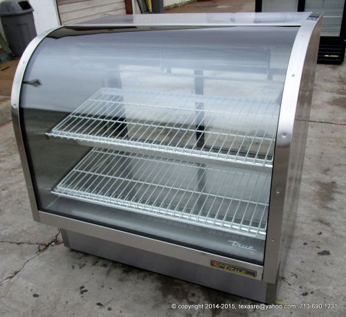 48&#034; true tcgg-48-s refrigerated stainless steel curved glass show case. mfd 2010 for sale