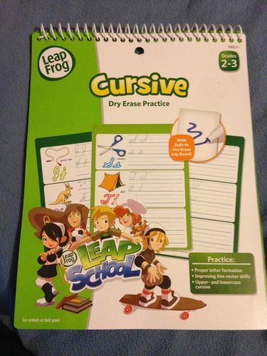 LeapFrog LeapSchool Cursive Dry Erase Practice Workbook for Grades 2-3 with 16 F
