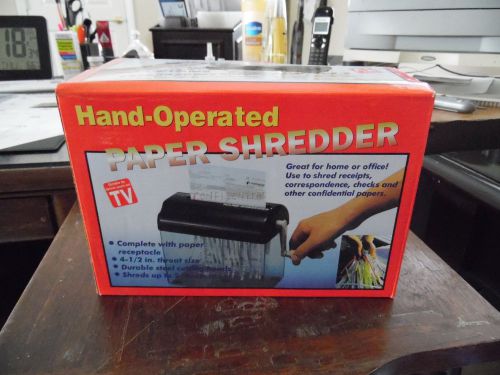 Hand Operated paper Shredder with receptacle steel cutting blades straight- cut