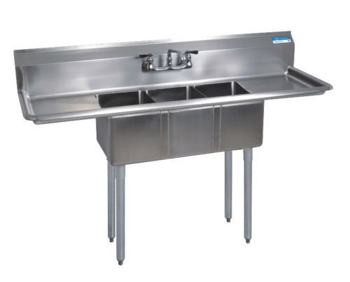 New Commercial Stainless Steel (3) Three Compartment Sink- 60 x 20