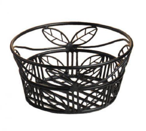Bread basket, 9&#034; dia., black leaf design, wrought iron for sale