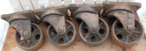 Lot of 4 antique swivel cast iron casters 1934 bond manhiem pa for sale