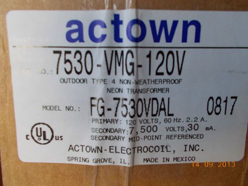 Actown 7530-VMG-120 VOLT Transformer. NEW IN BOX!