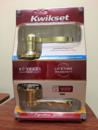 Kwikset 730LL 3 CP Lido Bed/Bath Lever  Polished Brass