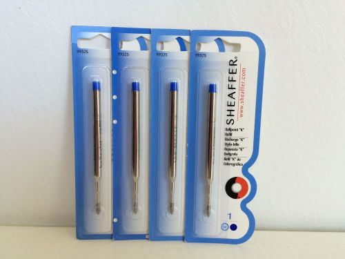 4 SHEAFFER Medium Point Blue Ink Ballpoint Pen Refills