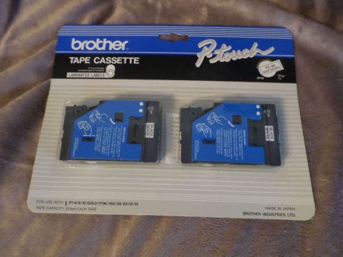 BROTHER TC-20 P-TOUCH TAPE CASSETTE LAMINATED LABELS BLACK ON WHITE ( TWIN PACK)