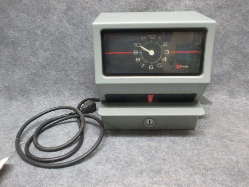 Simplex model 002 time clock punch / stamp recorder no key used for sale
