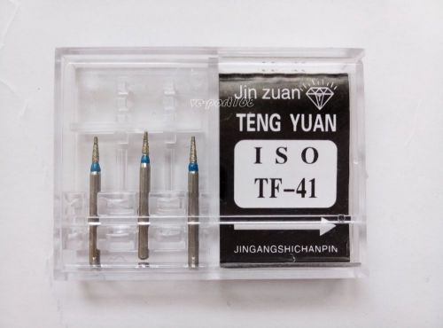 1box/3pcs dental high speed handpiece diamond burs tooth drills fg 1.6mm tf-41 for sale