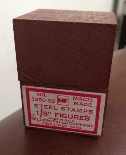 Vintage MILLERS FALLS #1550 STEEL STAMPS 1/8&#034; FIGURES NUMBERS Original Wood Box