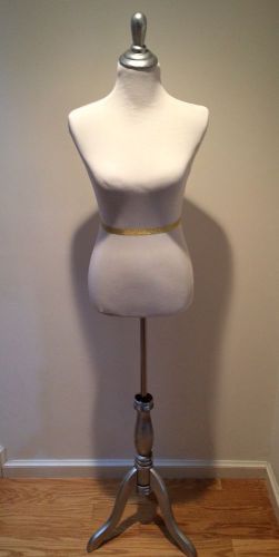 Female Mannequin Dress Form Size 8 Silver Painted Wood