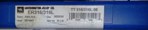 Washington alloy welding rod er316 l 3/32&#034; x 36&#034; ss stainless steel 10 lbs for sale