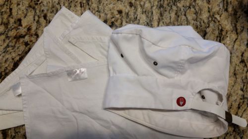 Lot  3 Chef Neckerchiefs  White ~ Chef Works ~ 1 Size Fits Most ~ 100 % Cotton