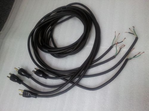 Lot of 4, AC Line Cords with Pigtail, 8Ft., 18 AWG SJ 3 Wire 10A 125VAC, Black