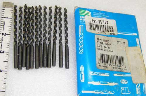 12 ea wire size #10 jobber drill bits diam is 0.1935&#034; c-l 69150   ((loc11)) for sale