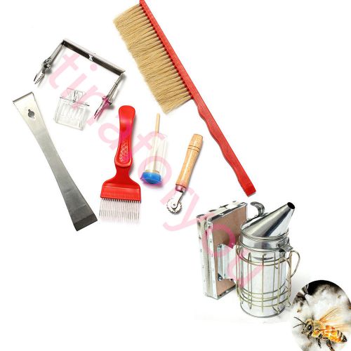 1 Set BEE Equipment Brush/Uncapping Fork/Queen Catcher/Hive Tool/Beekeeping 8Pcs