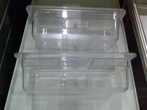Food Storage Boxes Clear 1/3 Cover &amp; Pan 4&#034;  ( Lot of 2 )