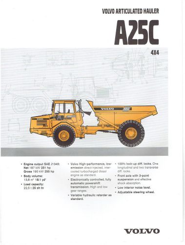 Volvo Articulated Hauler A25C Specifications Brochure