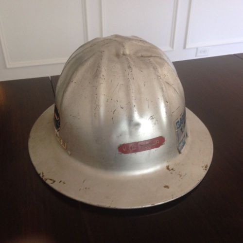 Vintage Vic Tokar aluminum Hard hat Baker construction stickers