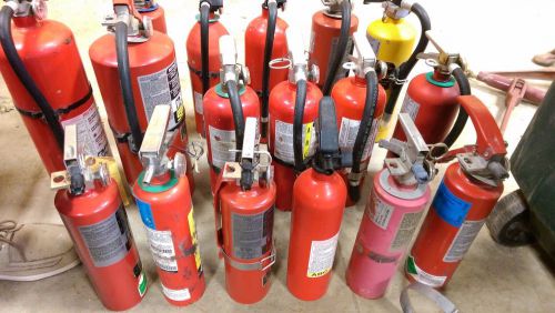 Lot of 17 Fire extinguishers 10lb 5lb used some need cert and filled