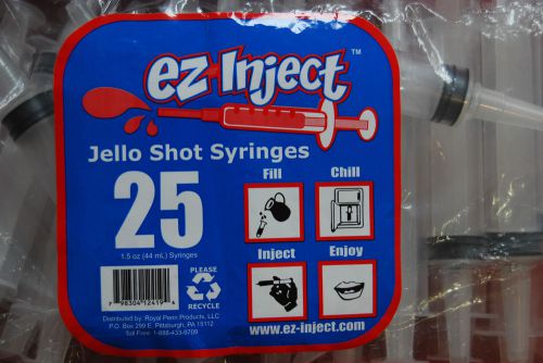 25 pack ez-inject jello shot syringes injectors plastic bar party 1.5oz reusable for sale