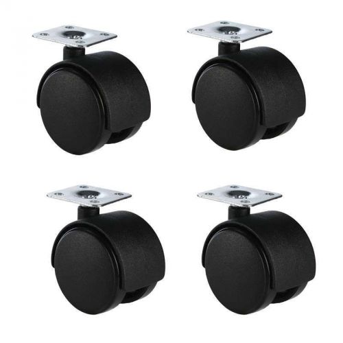 Set of 4 pc 50mm / 2&#034; black plastic twin swivel casters wheel with top plate for sale