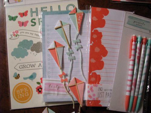 Planner Goodies Stationery Lot/Bundle Target List Pads, Stickers Pencils, Peach