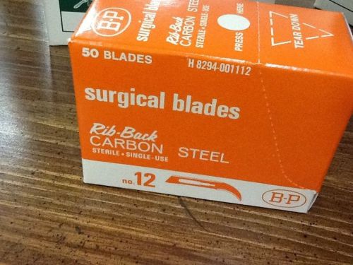 Surgical blade no. 12 rib-back carbon steel single use sterile box of 50