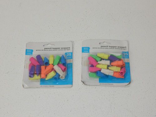 Lot Of 2 Multi Color 25ct Pencil Cap Eraser