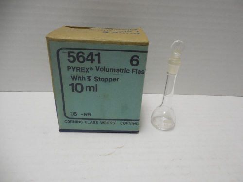 6 Vintage Corning Pyrex Volumetric Flask 5641 w/ Glass Stopper 10ml #3