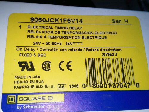 SQUARE D ELECTRICAL TIMING RELAY 9050JCK1F5V14