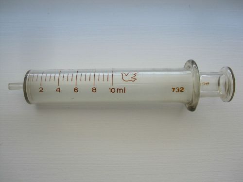 1 Set of 5 Glass Syringes 10 ml - 5 glass syringes total - Lab Glassware