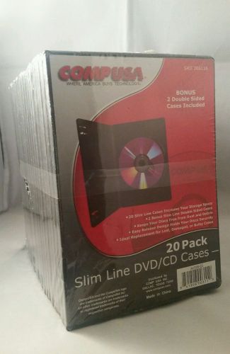 Factory Sealed CompUSA Slim Line DVD/CD Cases 20 Pack + 2 Bonus Cases