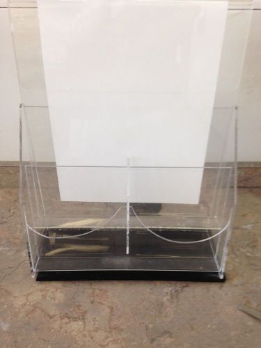4 Slot Clear Acrylic Counter Sign Borchure Holder Display with black base
